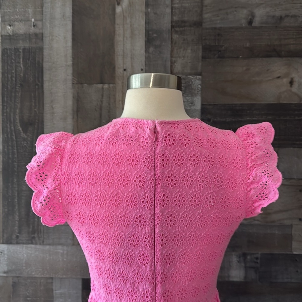 Vineyard Vines hot pink dress size 0 feminine floral eyelet lace Barbiecore - Picture 5 of 12